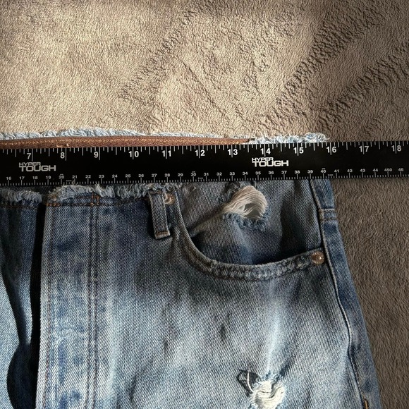 Express Women’s Jeans Size 6 Straight Ankle High Rise Distressed Denim Blue - Picture 11 of 15